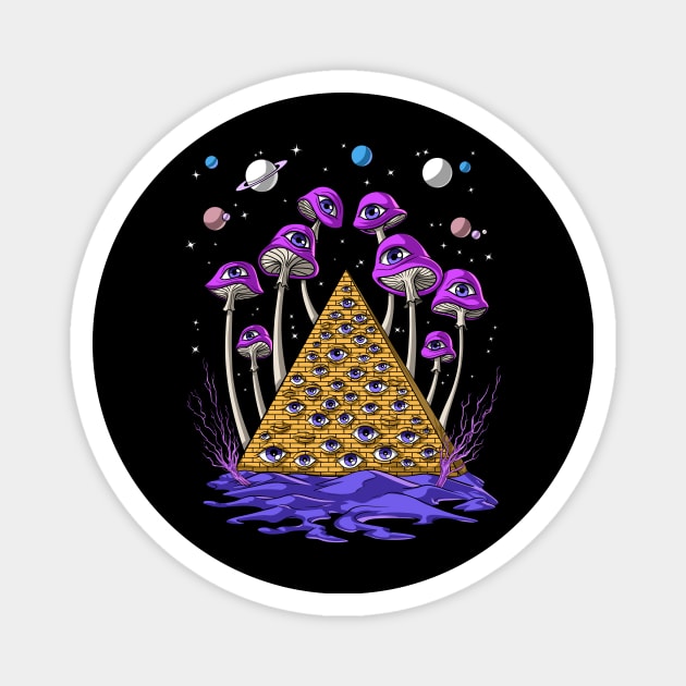 Psychedelic Pyramid Mushrooms Magnet by underheaven